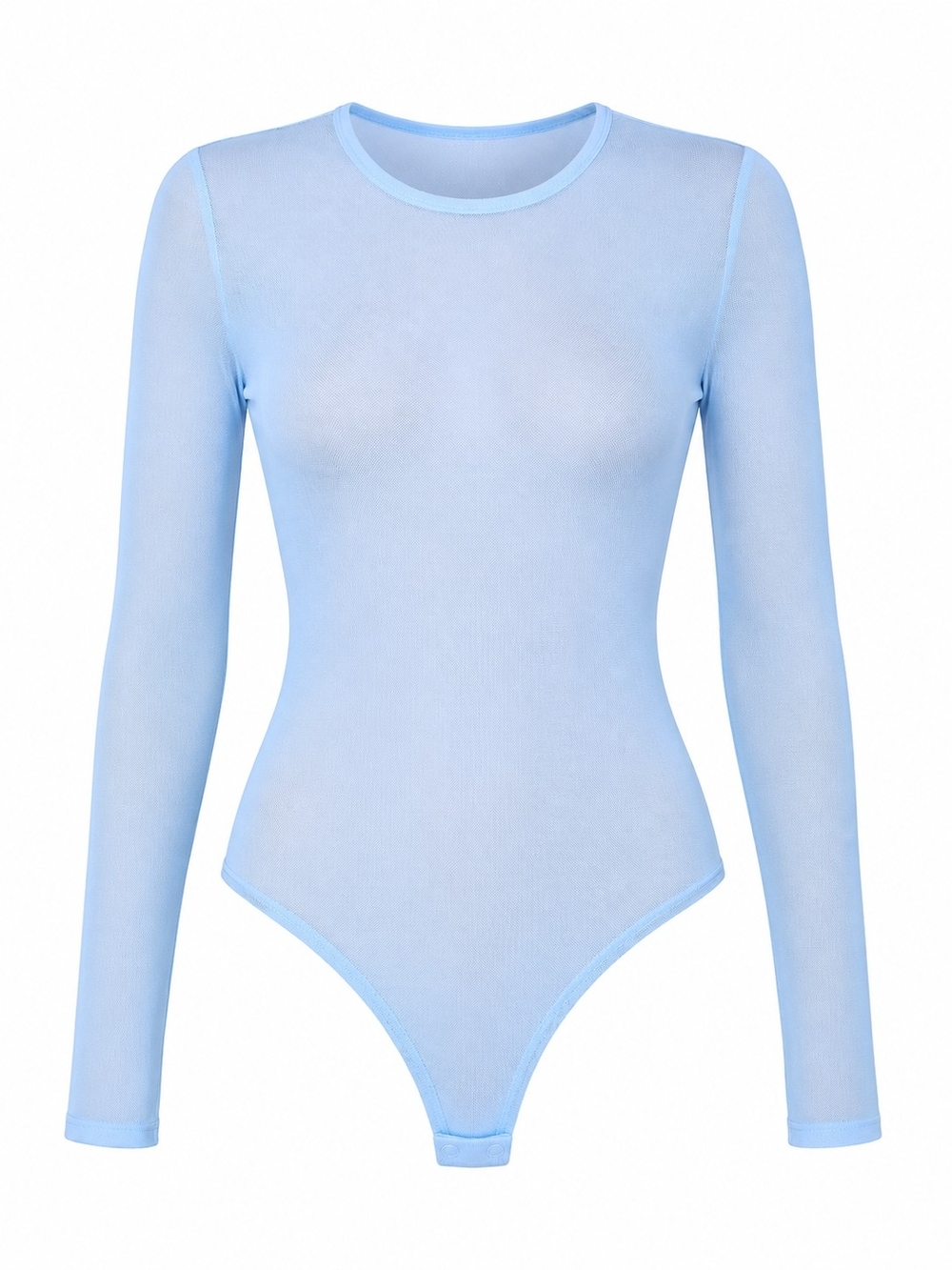 WINDSOR | Baby Blue Sheer Mesh Long Sleeve Crew Neck Bodysuit Stretch Y2K | M